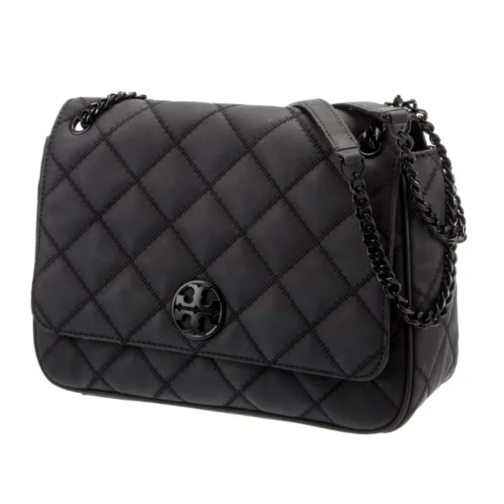 EUC Tory Burch Willa Black Matte Quilted Shoulder Crossbody Bag - Picture 2 of 16
